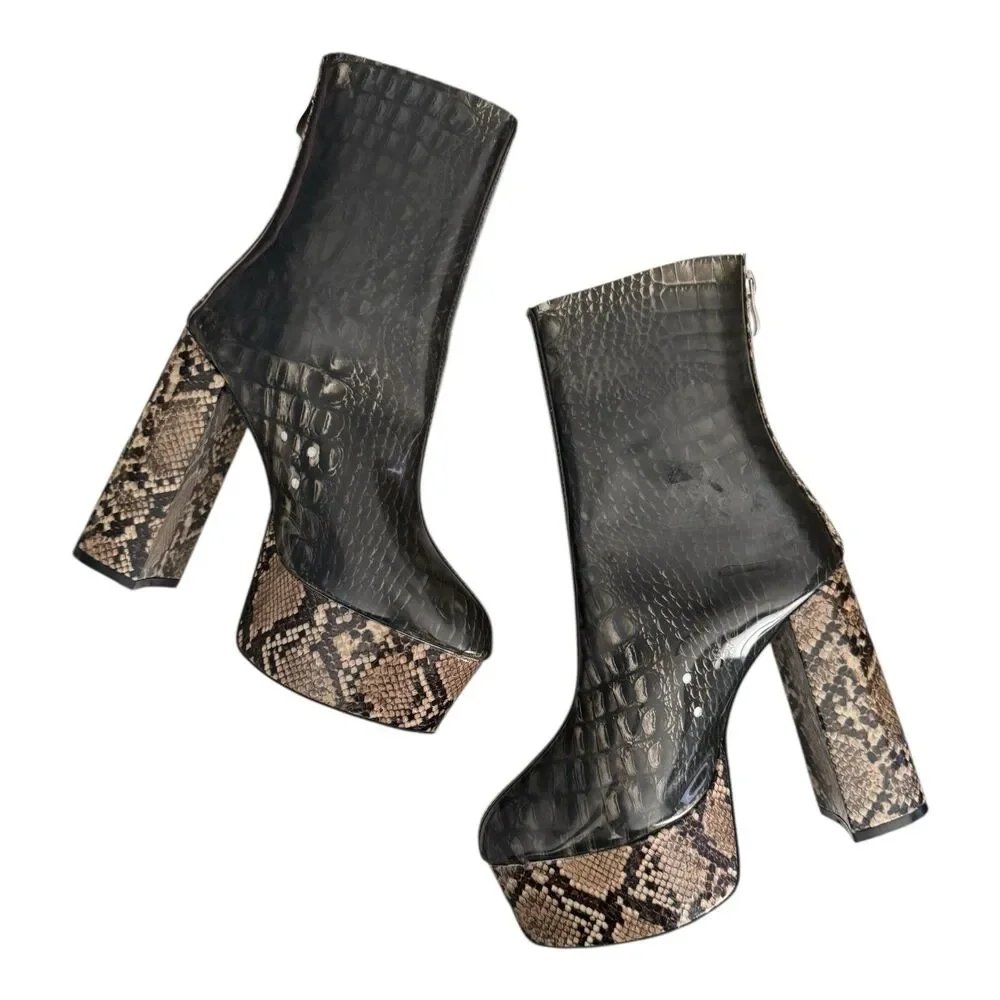 Azalea Wang‎ Dreamer Snake Platform Jelly Boots 7.5 Chunky Combat Block Heel